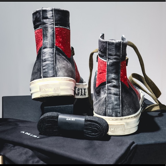 AMIRI Party red glitter high tops Sz 42 US 9 - Picture 7 of 7